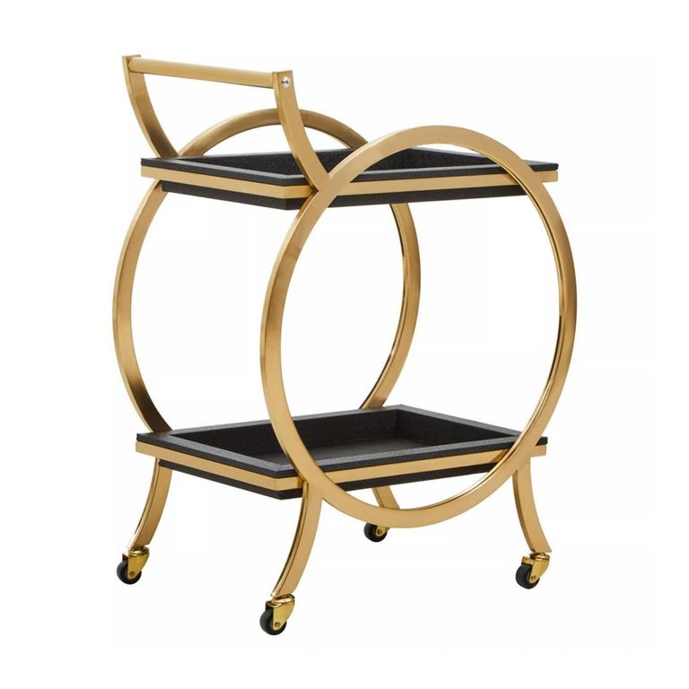 Cardoba Bar Trolley - Black Faux Shagreen