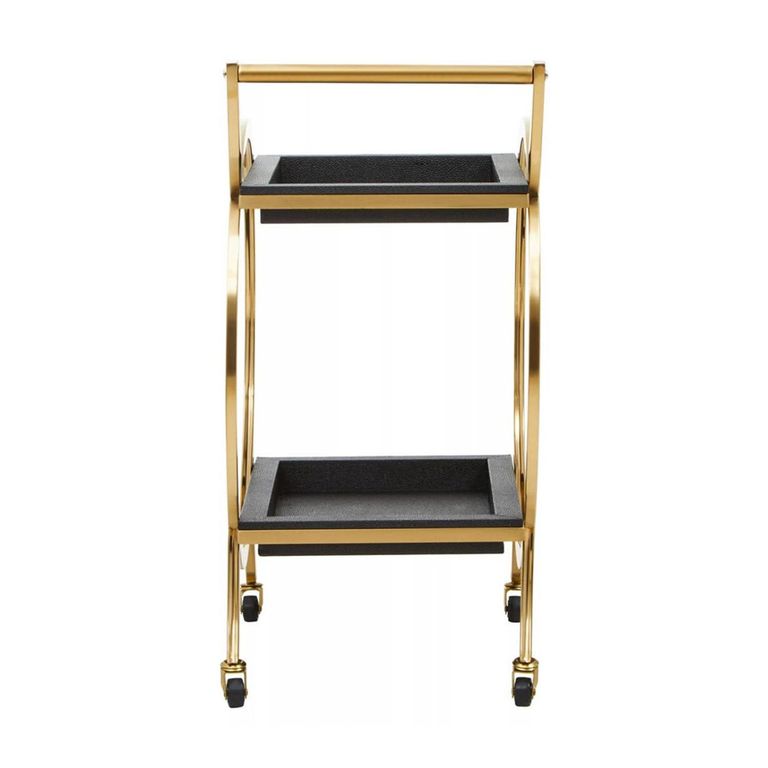 Cardoba Bar Trolley - Black Faux Shagreen