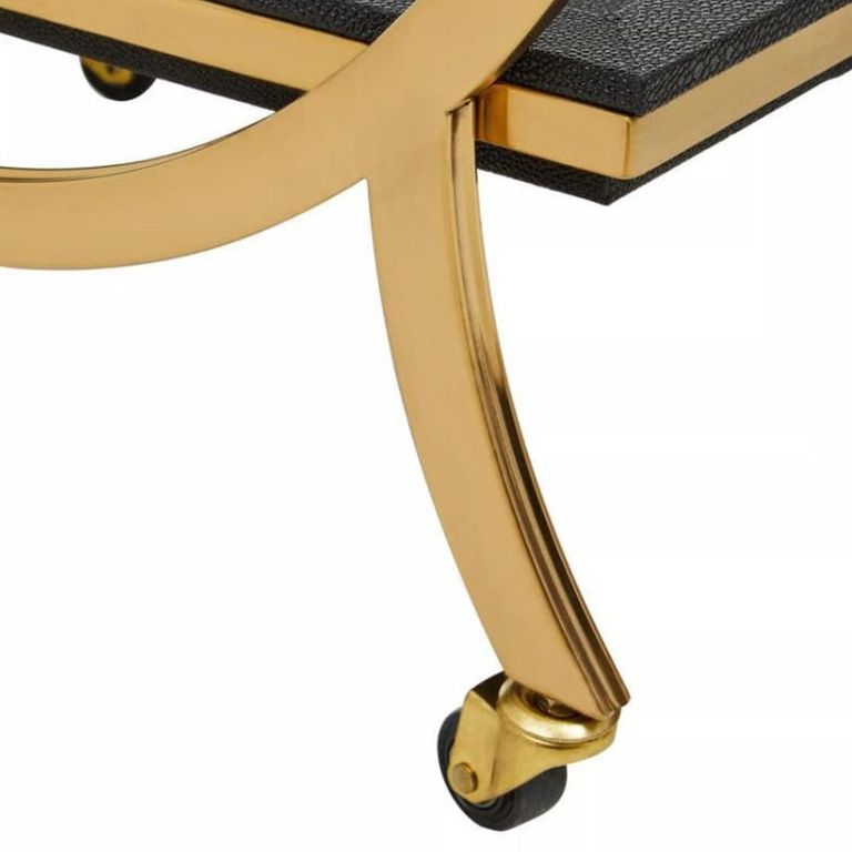Cardoba Bar Trolley - Black Faux Shagreen