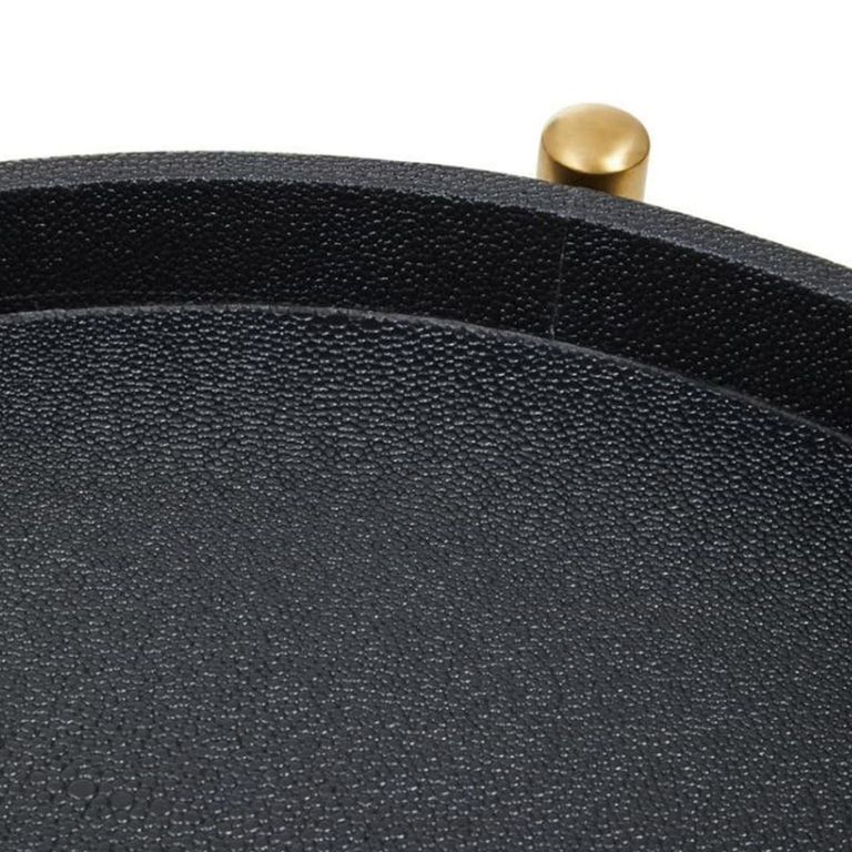 Cardoba Bar Trolley - Round - Black Faux Shagreen