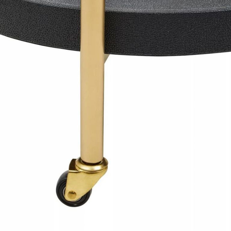 Cardoba Bar Trolley - Round - Black Faux Shagreen