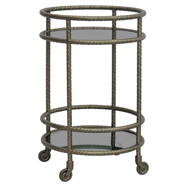 Macallan Bar Trolley - Antique Brass - Glass and Metal