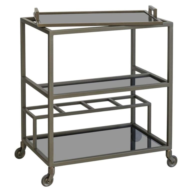 Ruinart Bar Trolley - Antique Brass - Glass and Metal
