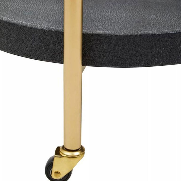 Cardoba Bar Trolley - Round - Black Faux Shagreen