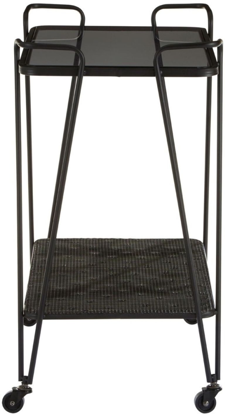 Trento Cart Table - Glass with Black Metal Base