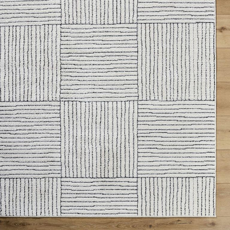 Architect Galey Alix Rug - Modern Scandi High Pile - GAAR2300 - Ivory & Black - Sizes Available