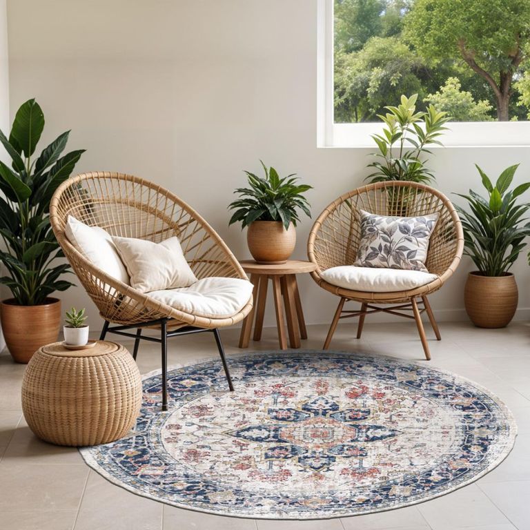 Huntington Round Rug - HTB2300 - Multicolour Beach - 160cm x 160cm