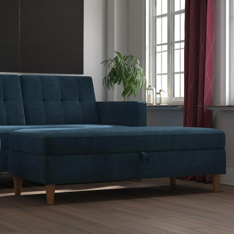 Hartford Ottoman Bench - Storage - Blue Chenille Fabric - 2196669UK