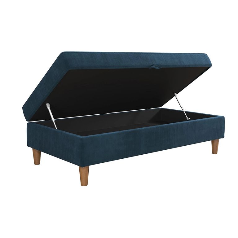Hartford Ottoman Bench - Storage - Blue Chenille Fabric - 2196669UK