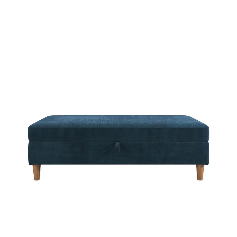 Hartford Ottoman Bench - Storage - Blue Chenille Fabric - 2196669UK