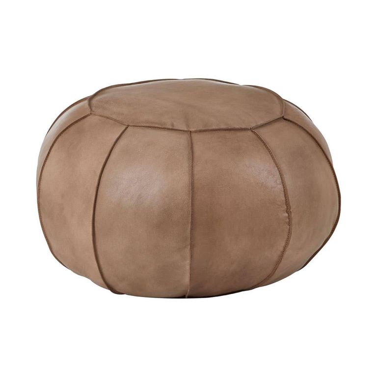 Buffalo Pouffe - Grey - Round - Leather
