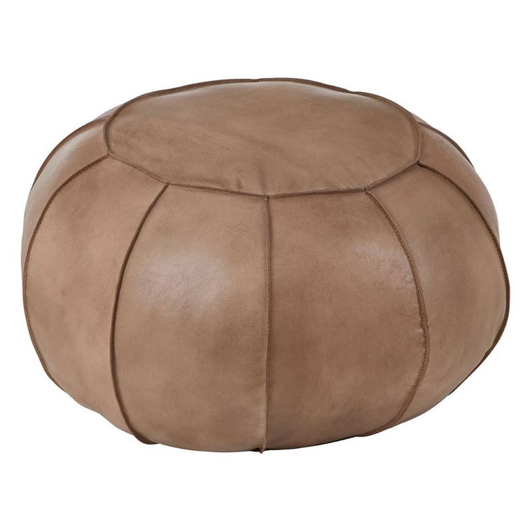 Buffalo Pouffe - Grey - Round - Leather