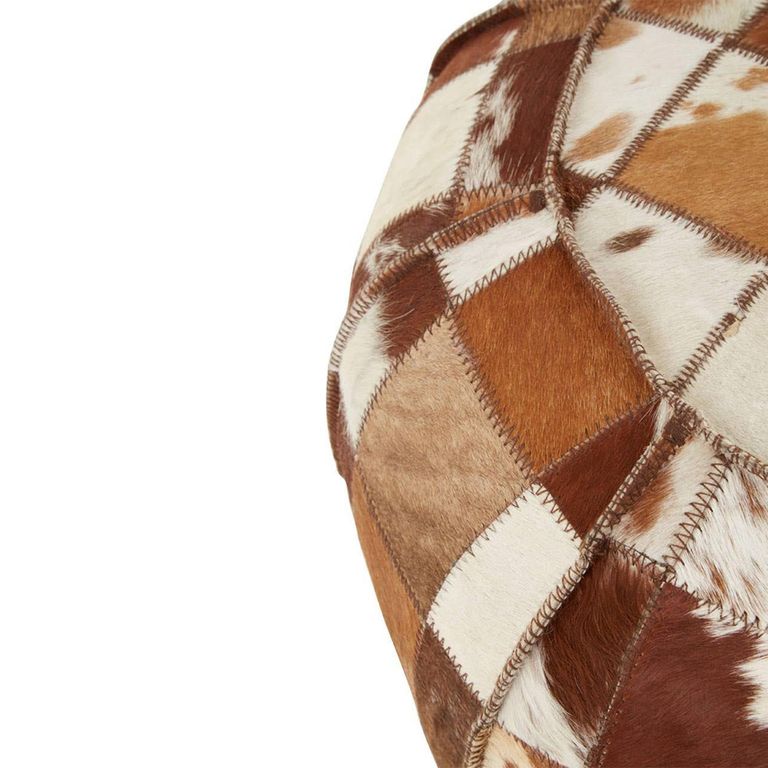 Buffalo Pouffe - Round - Leather Patchwork