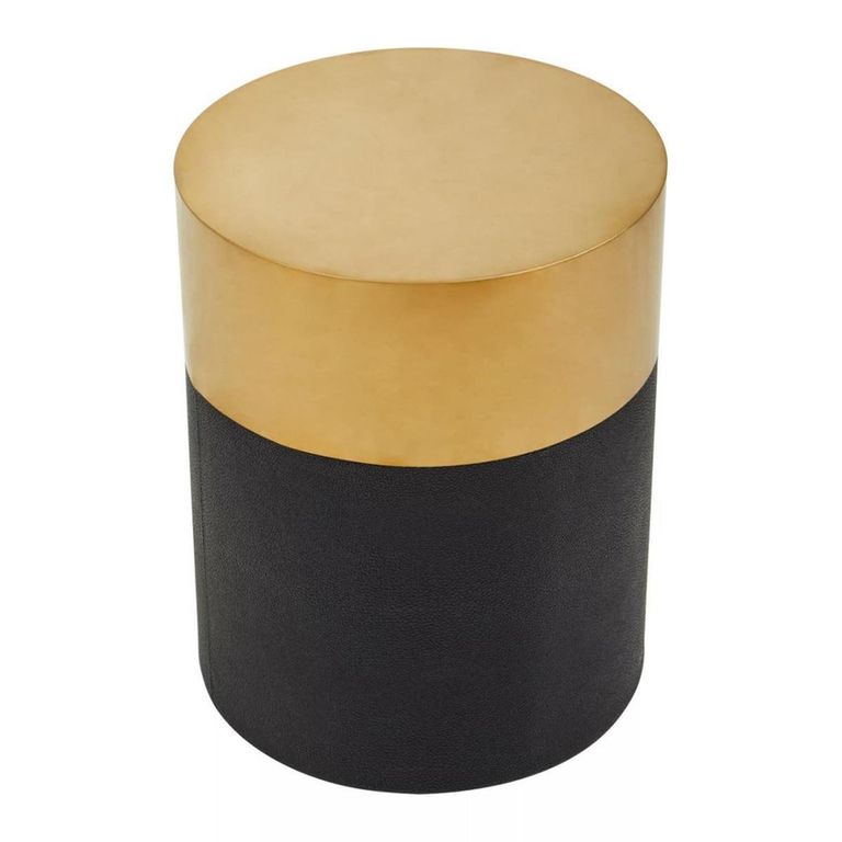 Cardoba Stool - Round - Black Faux Shagreen