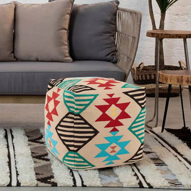 Cefena Pouffe - Square - Cream Fabric