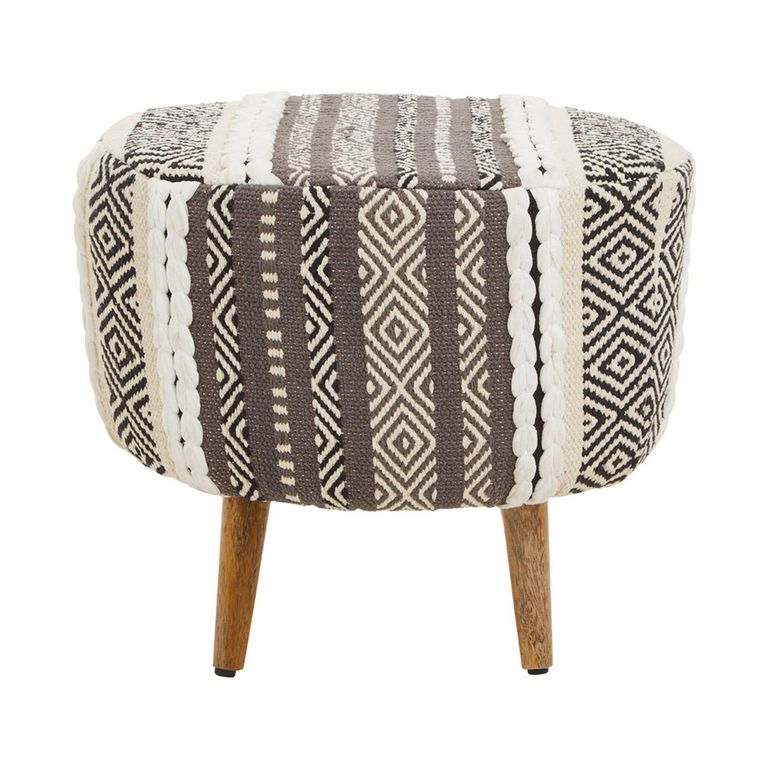 Cefena Footstool - Grey Fabric - Round
