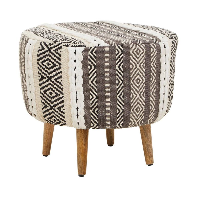 Cefena Footstool - Grey Fabric - Round
