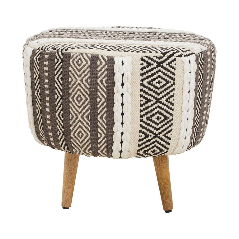 Cefena Footstool - Grey Fabric - Round