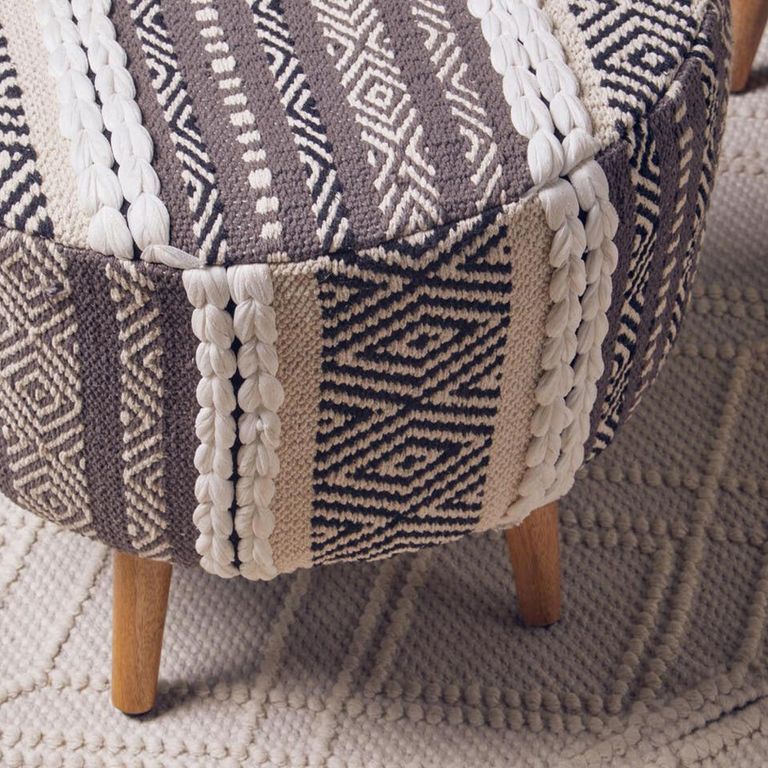 Cefena Footstool - Grey Fabric - Round