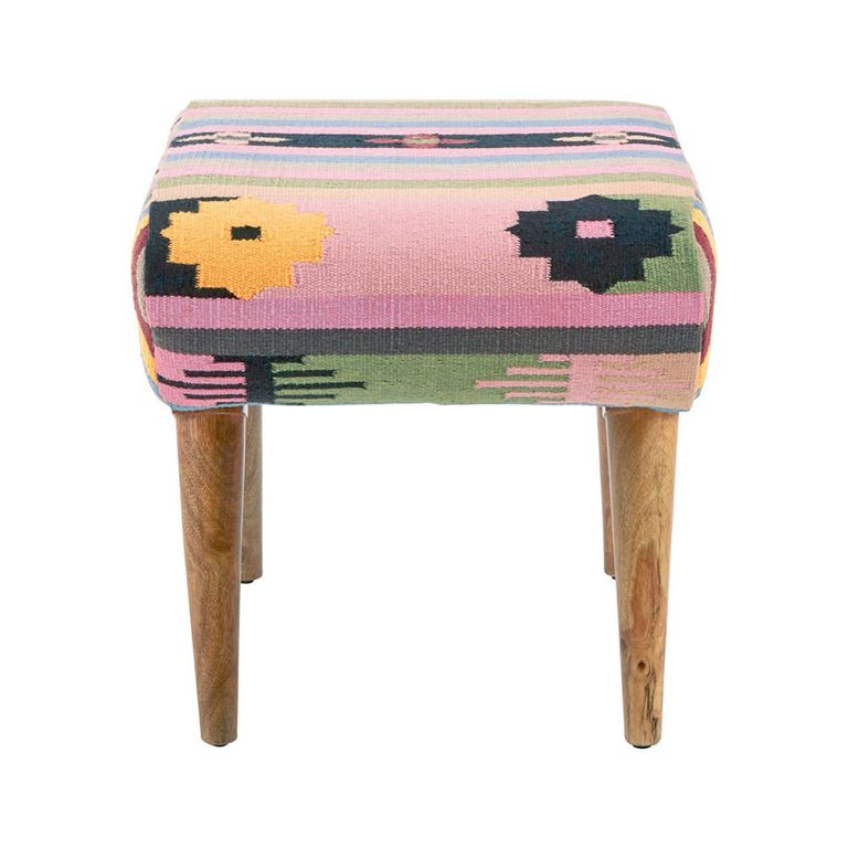 Cefena Footstool - Multicolour Fabric