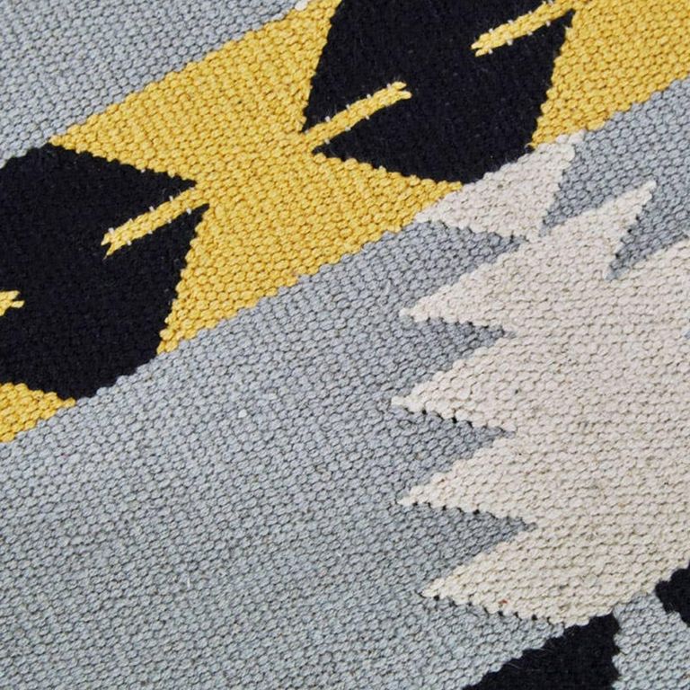 Cefena Footstool - Round - Blue Fabric