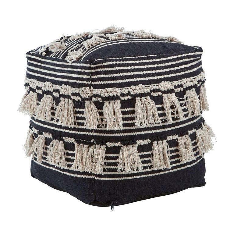 Cefena Pouffe - Square - Black Fabric