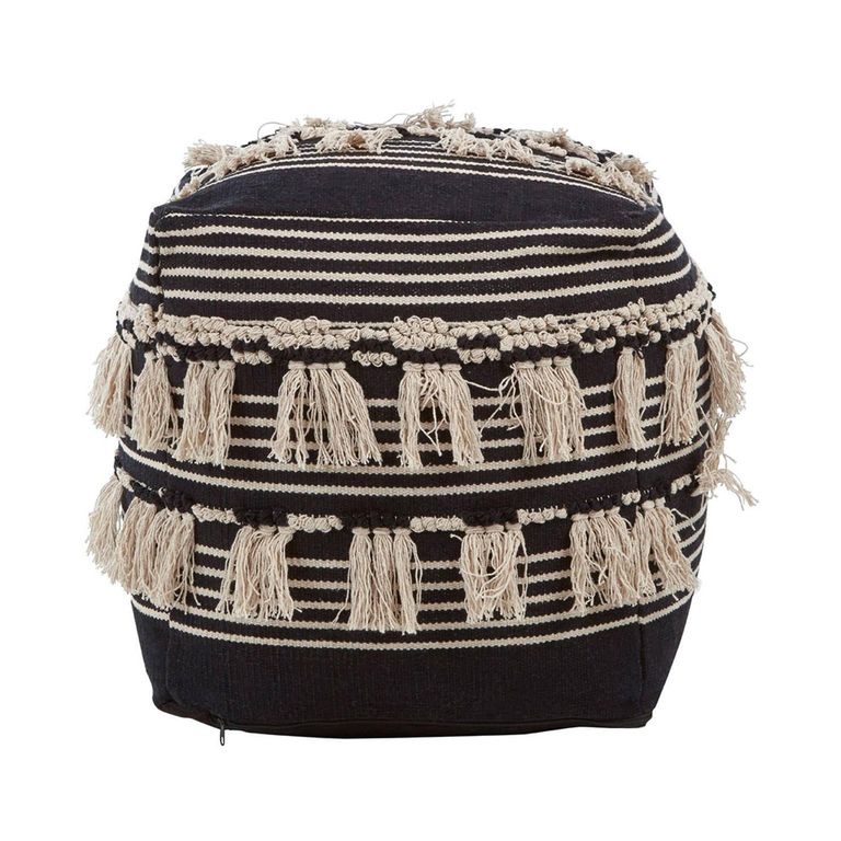 Cefena Pouffe - Square - Black Fabric