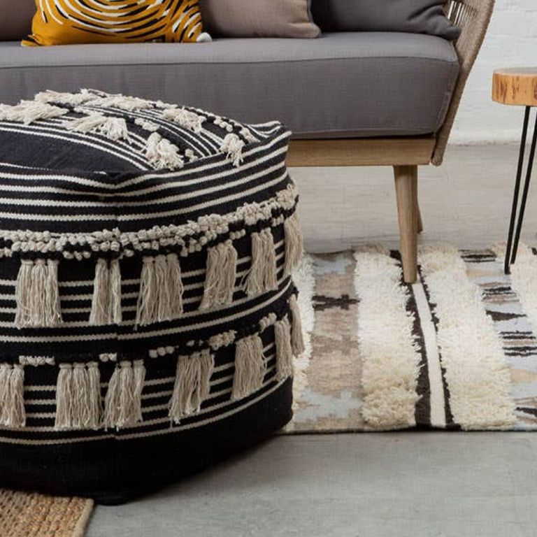 Cefena Pouffe - Square - Black Fabric