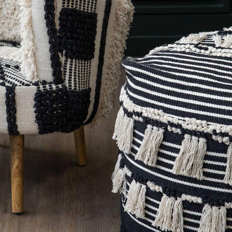 Cefena Pouffe - Square - Black Fabric