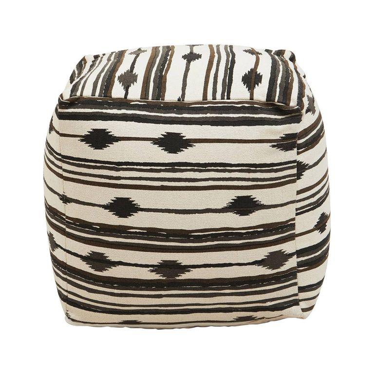 Cefena Pouffe - Square - Black and White Fabric