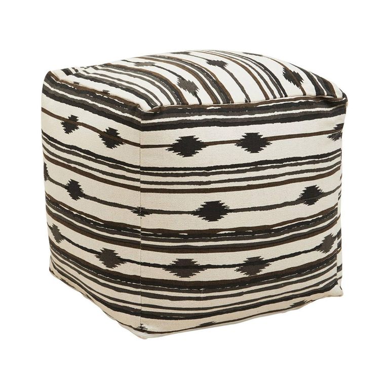 Cefena Pouffe - Square - Black and White Fabric