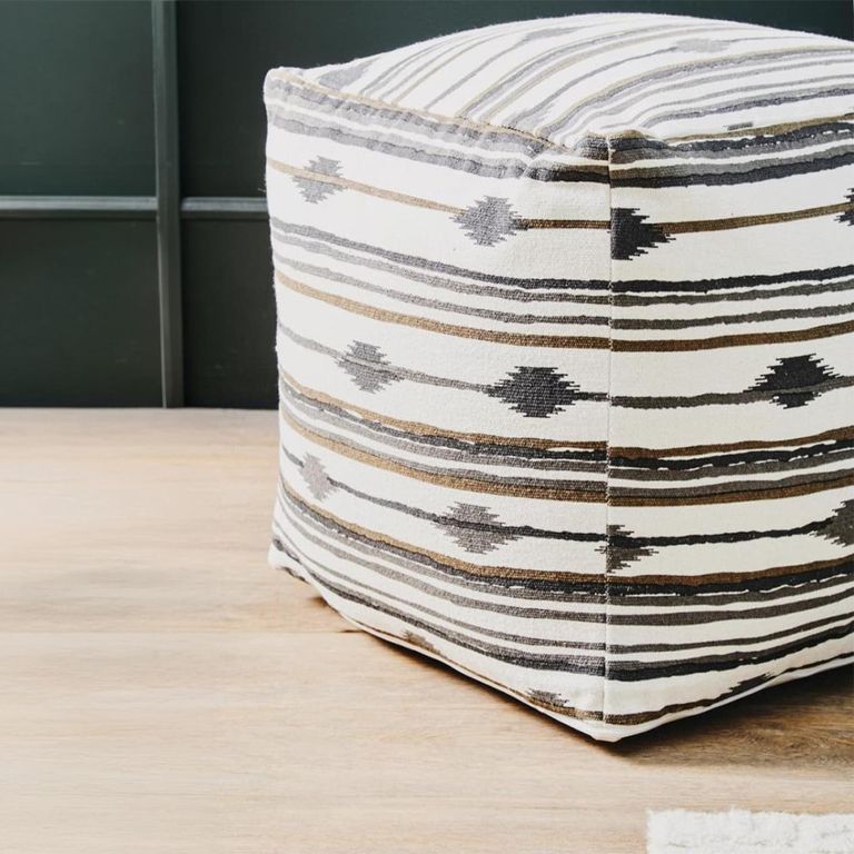 Cefena Pouffe - Square - Black and White Fabric