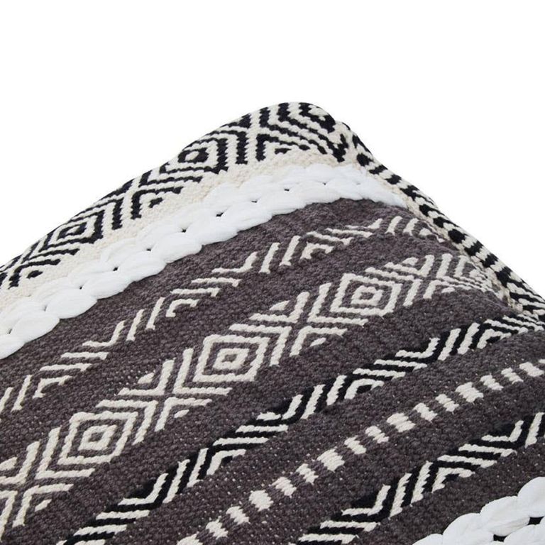 Cefena Pouffe - Square - Grey and White Fabric