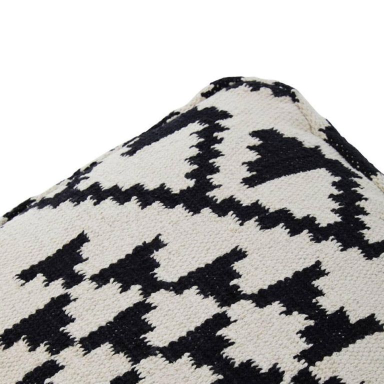 Cefena Pouffe - Square - White and Black Fabric