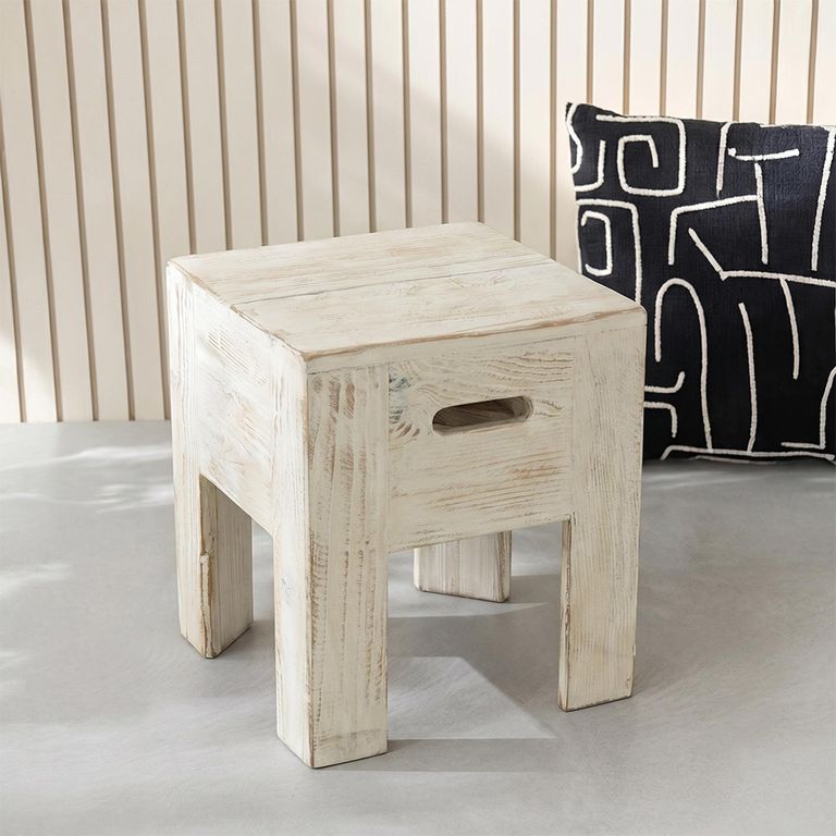 Will Stool - Set of 2 - Square - White - Pine Wood