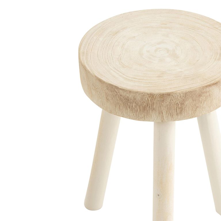Paulownia Stool - Set of 2 - Round - White - Wood