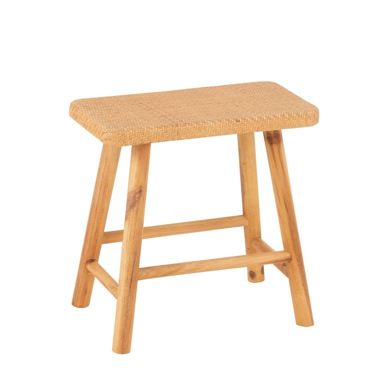 Stool - Set of 2 - Natural - Cane and Fir Wood