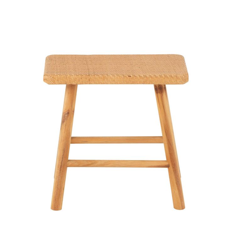 Stool - Set of 2 - Natural - Cane and Fir Wood