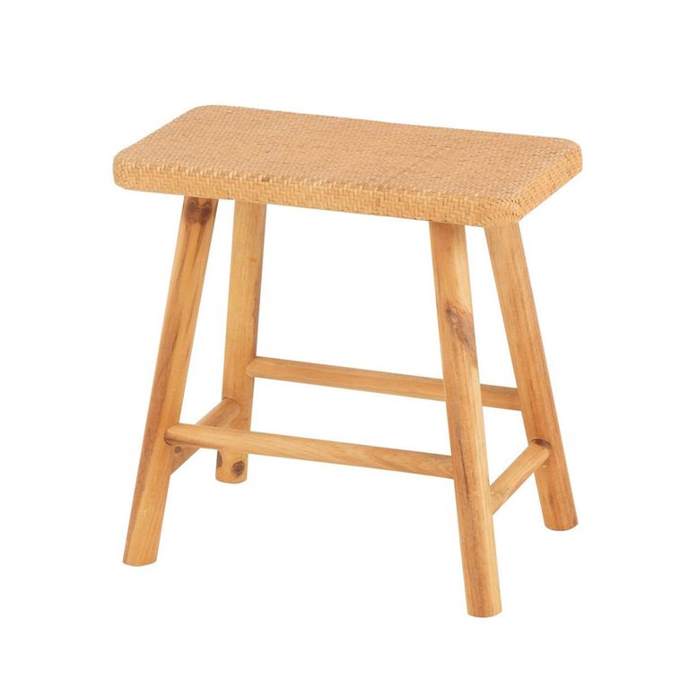 Stool - Set of 2 - Natural - Cane and Fir Wood