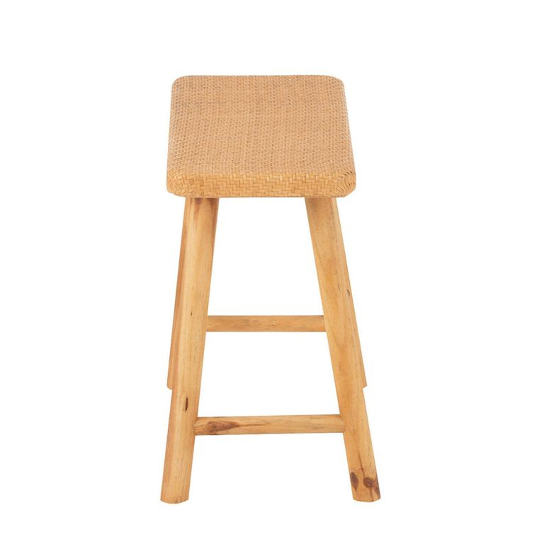 Stool - Set of 2 - Natural - Cane and Fir Wood