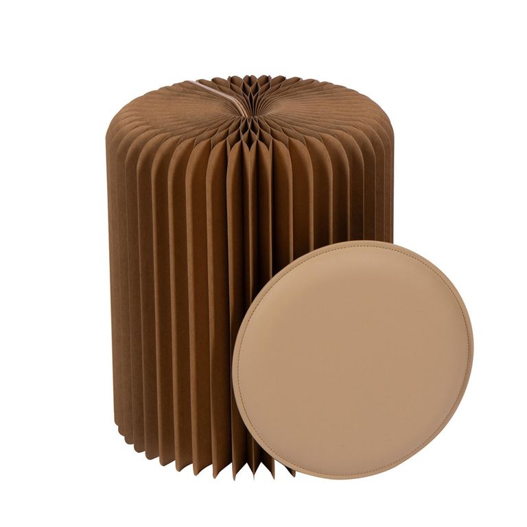 Stool - Set of 2 - Round - Brown - Foldable Paper