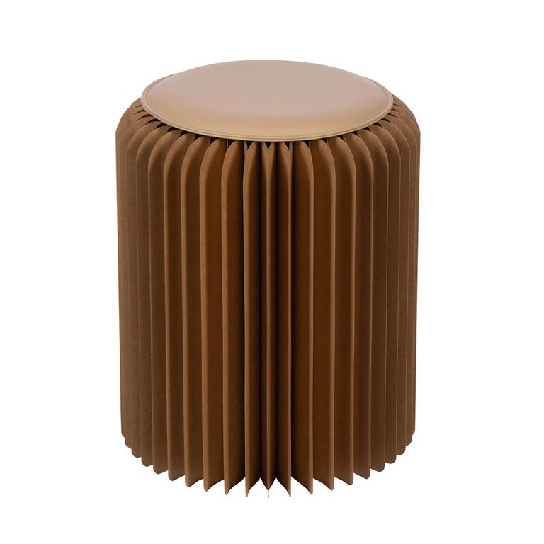 Stool - Set of 2 - Round - Brown - Foldable Paper