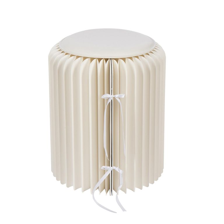 Stool - Set of 2 - Round - Off White - Foldable Paper
