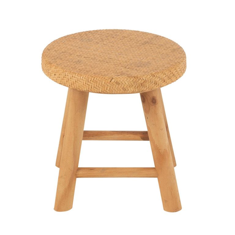 Stool - Set of 4 - Round  - Natural - Cane and Fir Wood