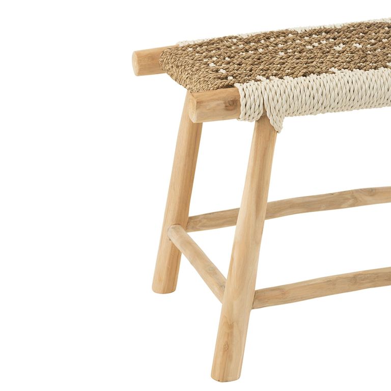 Waverly Stool - Natural and White - Seagrass and Teak Wood