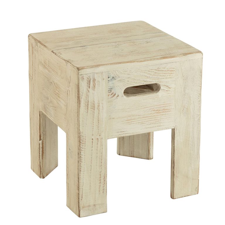 Will Stool - Set of 2 - Square - White - Pine Wood