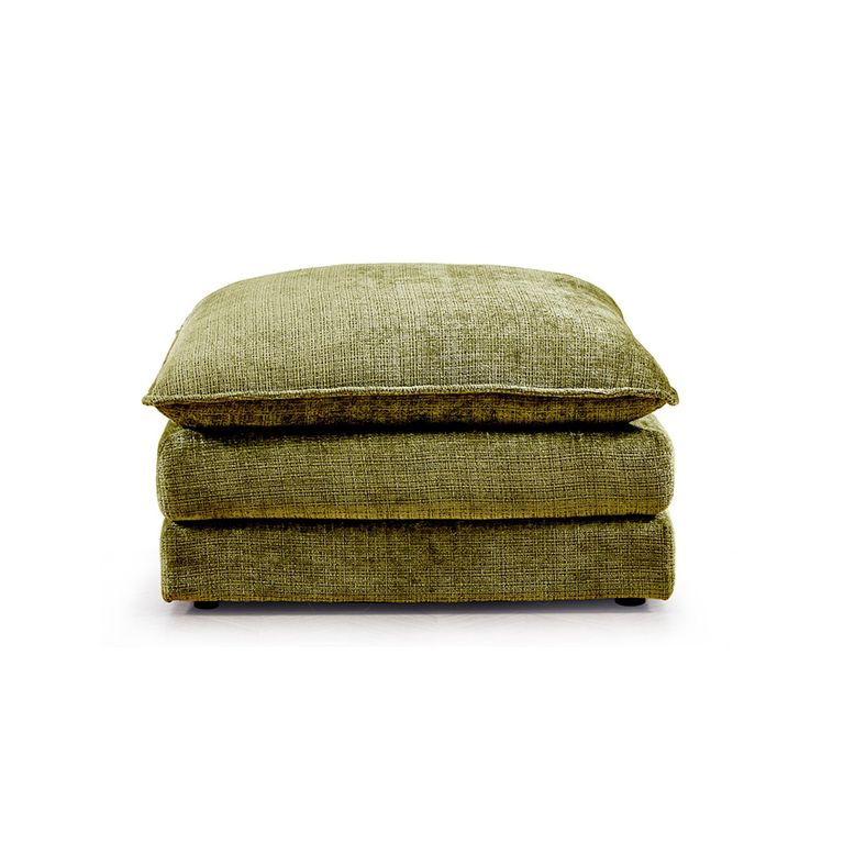 Solaya Footstool - Square - Green Fabric