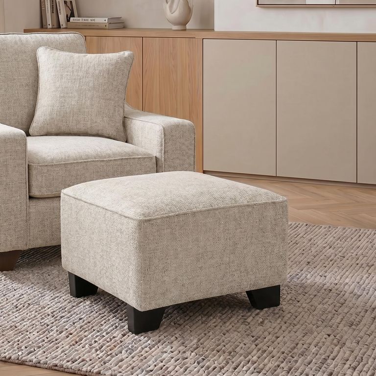 Nebraska Footstool - Beige Fabric