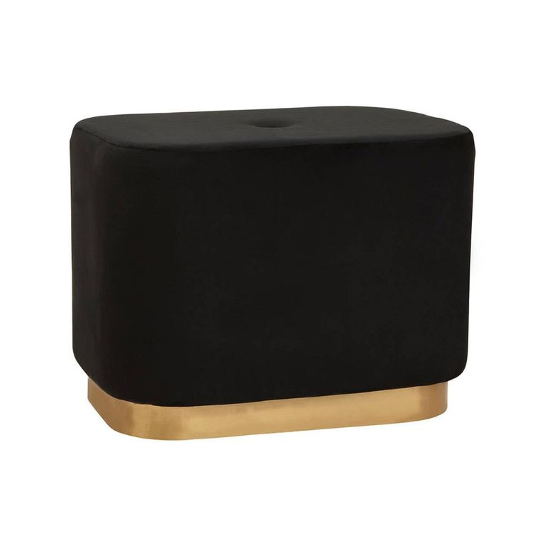 Hartford Pouffe - Black Velvet Fabric