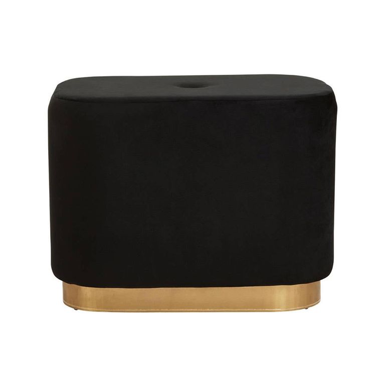 Hartford Pouffe - Black Velvet Fabric
